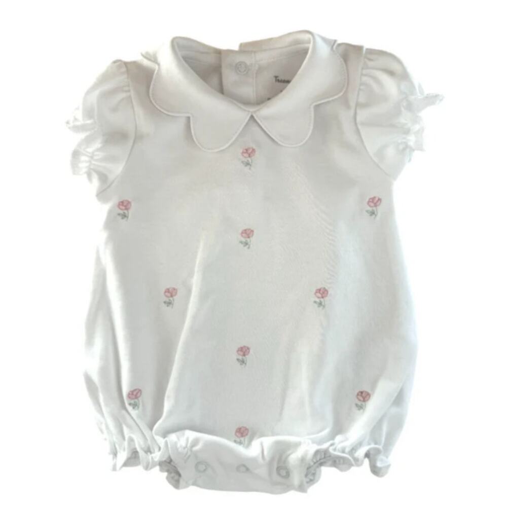 Tecomoabesos Splashed Flower Pima Romper Pink White Size 3M